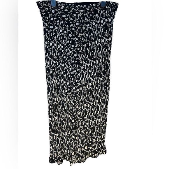 VTG Shelly & Arnold Black & White Reversible Floral Boho Maxi Skirt L - Picture 2 of 7